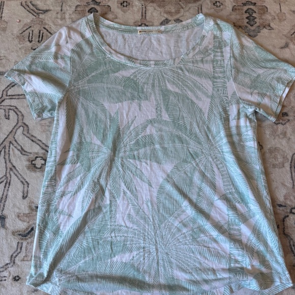 Marine Layer Light Green Palm Print Tee - Picture 1 of 3